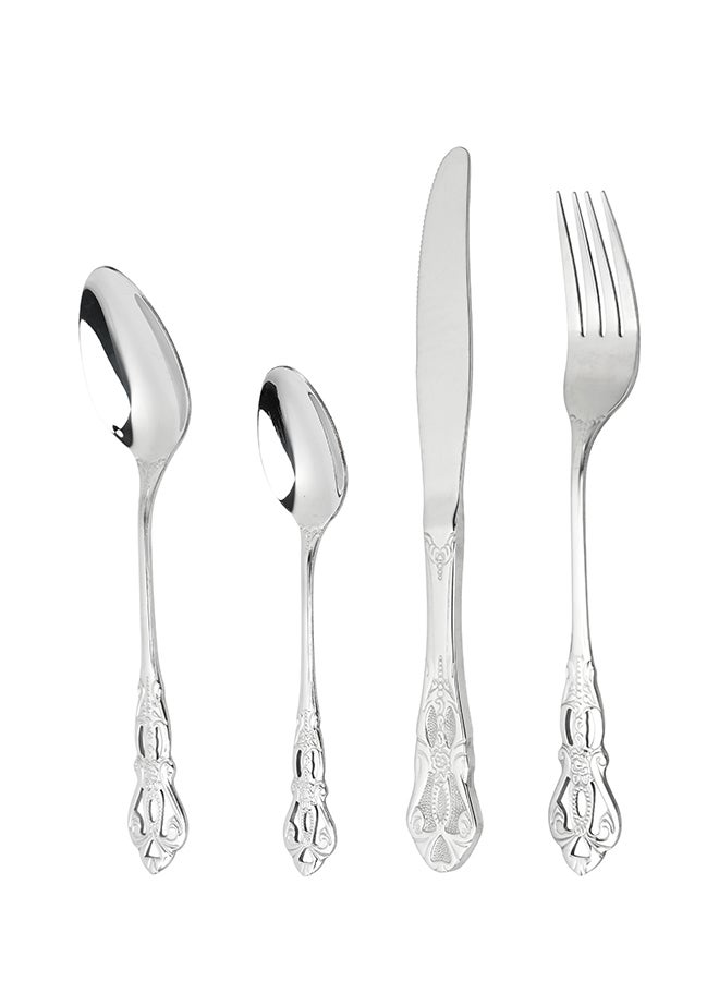 أولييرو طقم أدوات طعام متين وأنيق مكوّن من 24 قطعة لراحة استخدام ومائدة أنيقة – فضي - Image 5